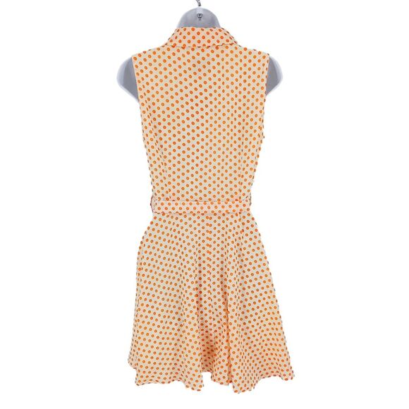 Snow Traffic Ivory & Orange Polka Dot Sleeveless Mini Dress Sz Medium - Picture 2 of 7
